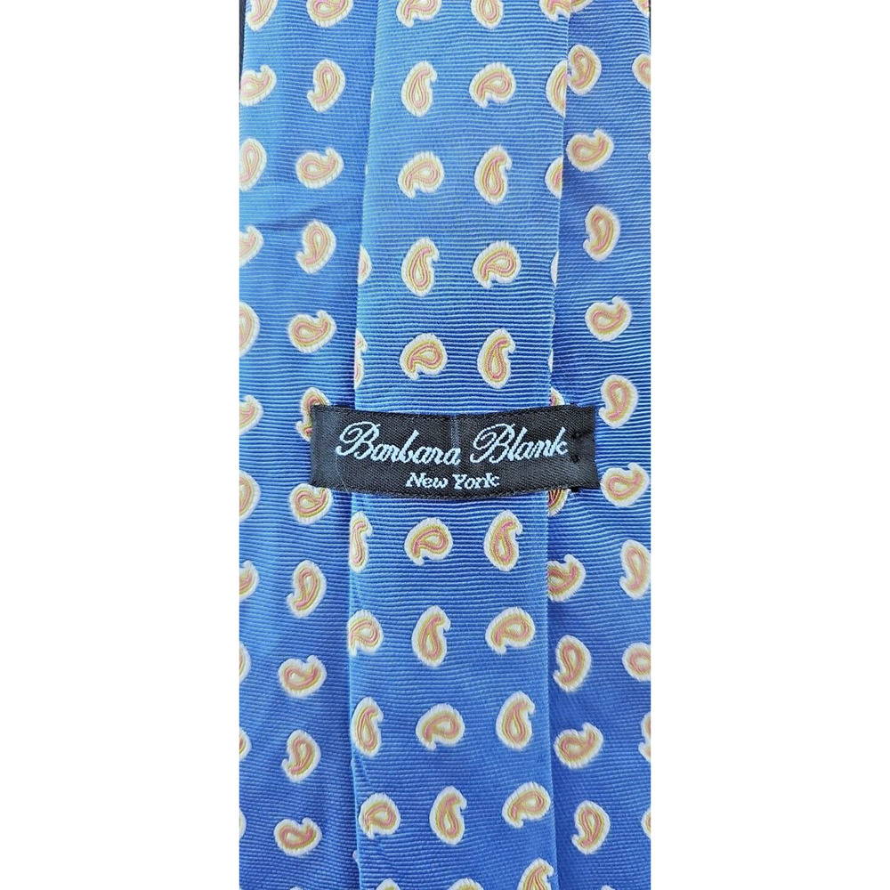 Men's Necktie Barbara Black Silk L62" W3.75" Blue Yellow